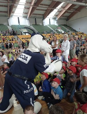 policjanci podczas działań profilaktycznych z dziećmi