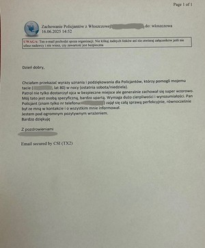 Podziękowania dla włoszczowskich funkcjonariuszy