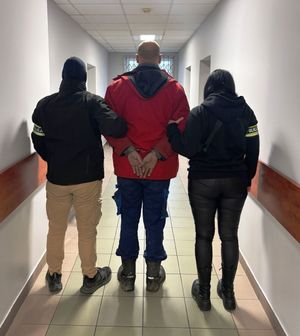 zatrzymany w asyście policjantów