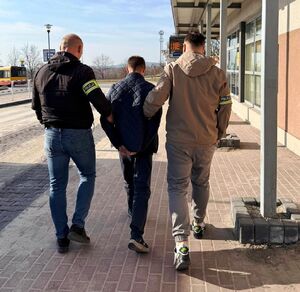 zatrzymany w asyście policjantów