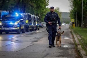 policjanci zabezpieczający mecz