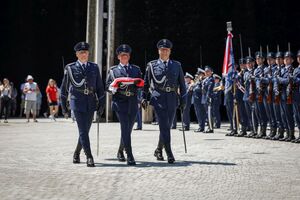początek uroczystości - meldunek, podniesienie flagi i hymn